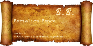 Bartalics Bence névjegykártya
